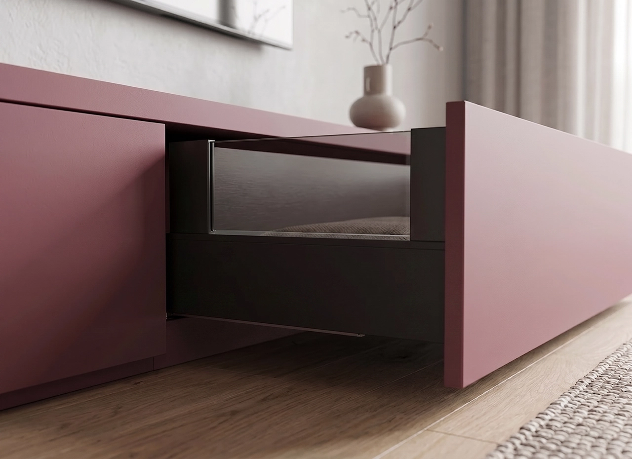 Выдвижные ящики Blum Merivobox в тумбе Milli MODULO-02